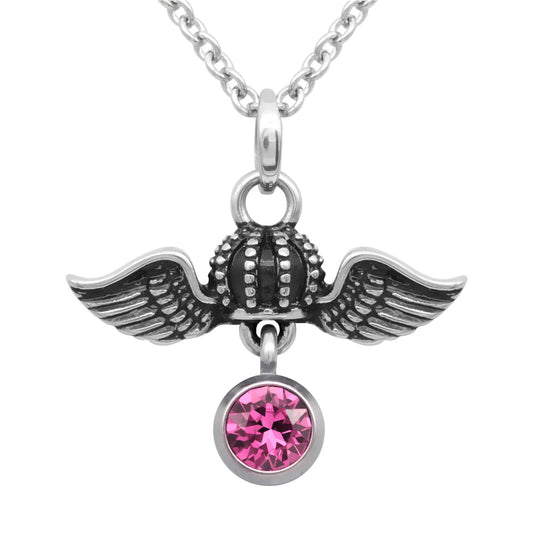 Collier Pendentif Cristal Couronne Pierre de Naissance Pour Femmes