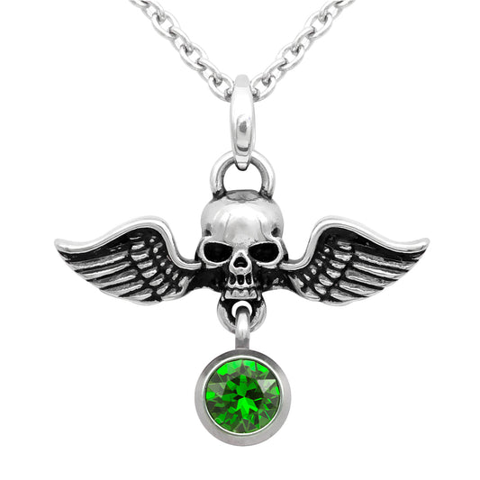 Collier Tête de Mort Pierre de Naissance avec Pendentif en Cristal Swarovski
