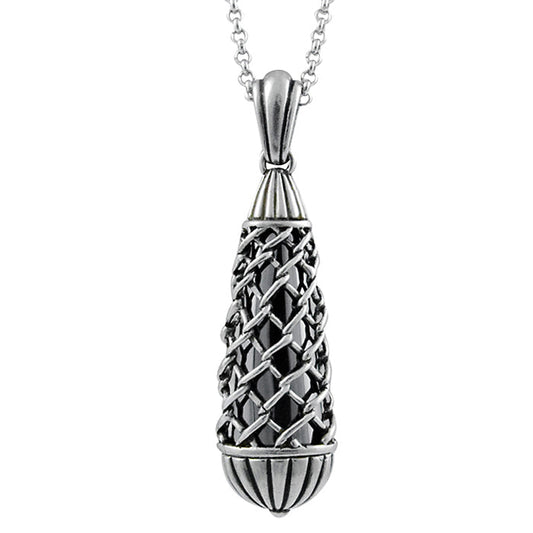 Collier pendentif goutte filet noir avec chaîne fine