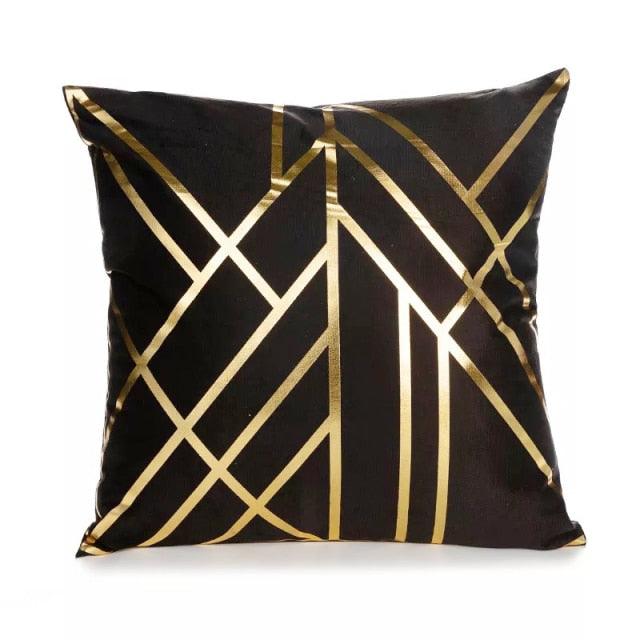 Black Gold Pillow Geometric Cushion Hot Pillows For Chairs Seat Pillowcase Black Striped Pillow Case  Luxury Soft Cushion Covers Decor Home Livingroom Decoration 45x45CM