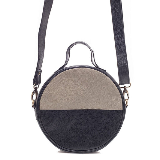 Sac Lune Noire Bandoulière Pochette Cuir Écologique Coton Tissé Main Style Rétro