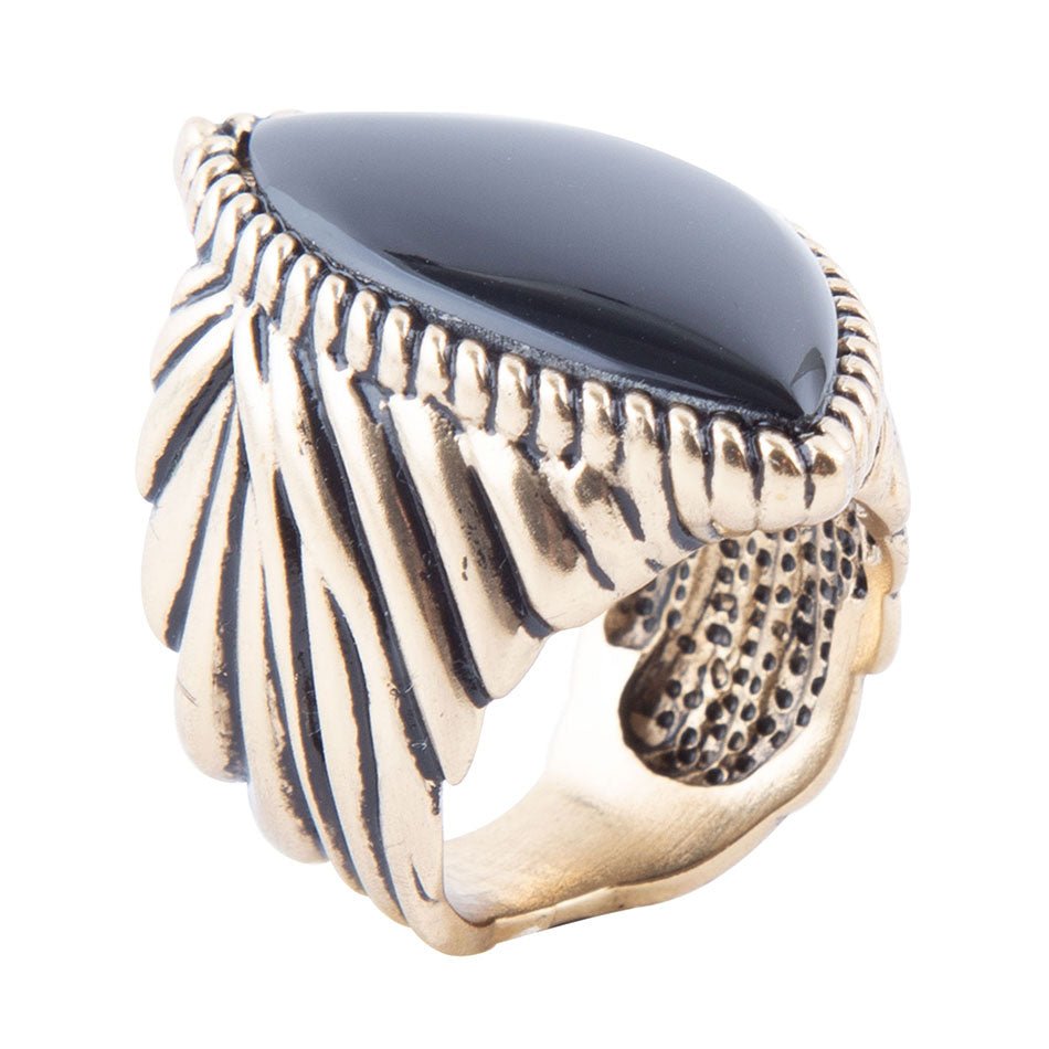 Schwarzer Onyx Goldene Statement-Ringe