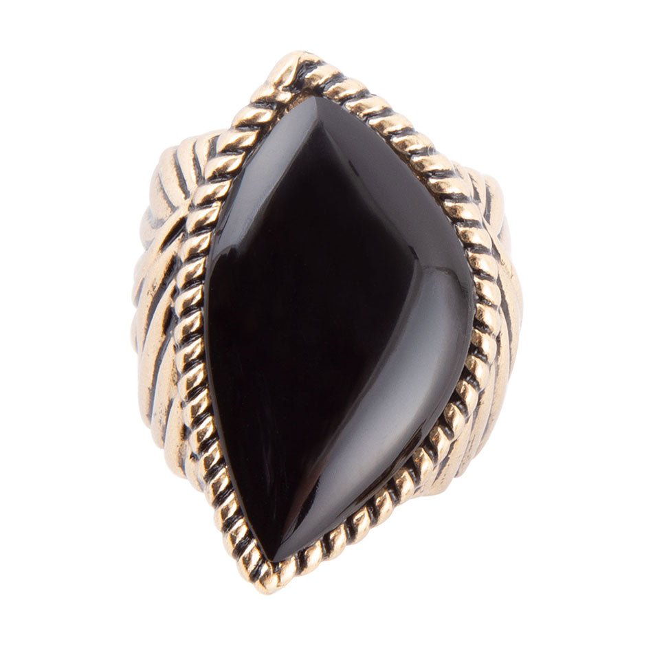 Schwarzer Onyx Goldene Statement-Ringe