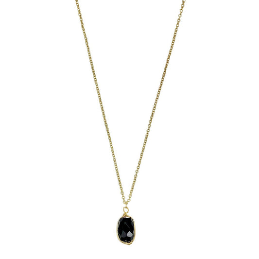 Collier Pendentif Quartz Noir - Cristal Poli Fil de Laiton Superposition Minimale