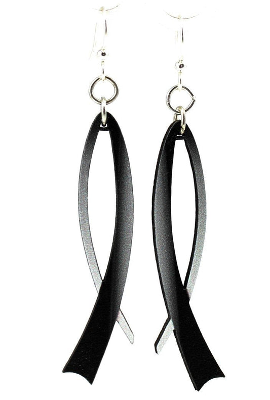 Boucles d'oreilles pendantes légères à ruban noir pour une cause caritative