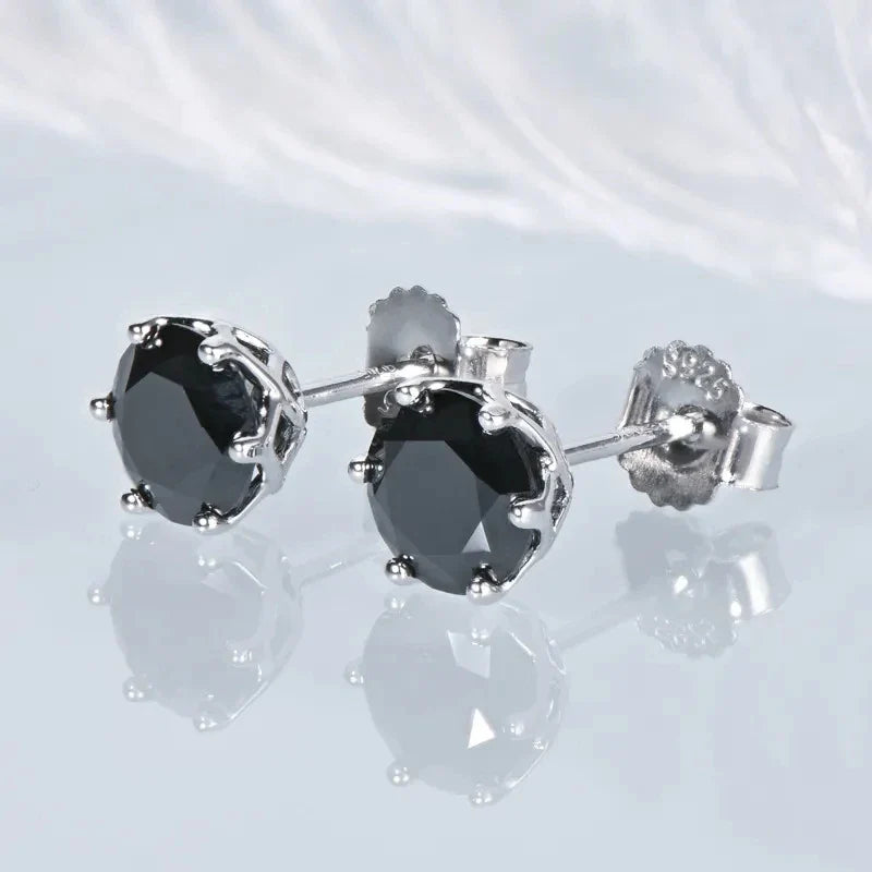 Boucles d'oreilles clous en moissanite ronde 1 à 4 carats couleur D VVS1 3EX plaqué platine 925