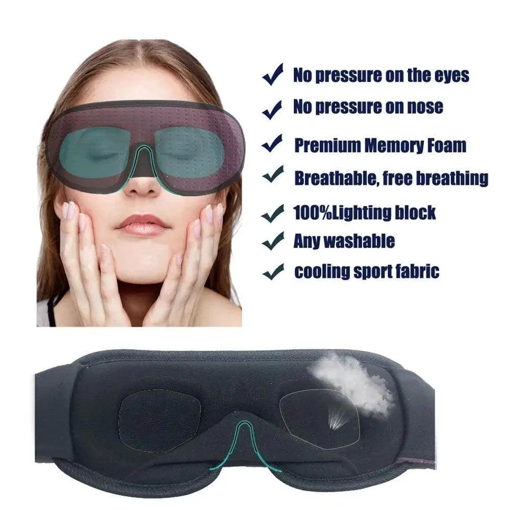 Black  Soft Padded Sleeping Mask For Eyes Lightweight Blindfold Night Mask Modern Adjustable Super Smooth Eye Patch For Sleep
