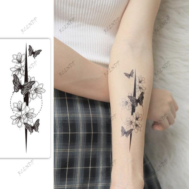Black Waterproof Temporary Tattoo Sticker Different Design Colorful Fake Tattoo Arm Hand For Halloween Party Womens Mens