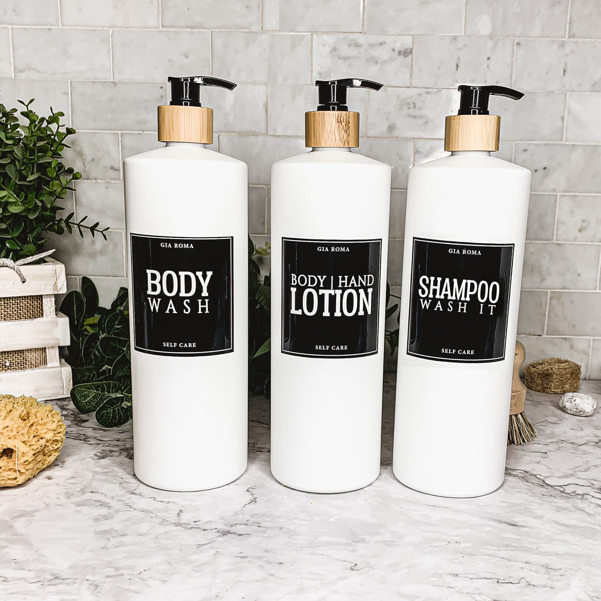 32oz White Plastic Refillable Dispenser Bottles - Reusable Soap Lotion Pump