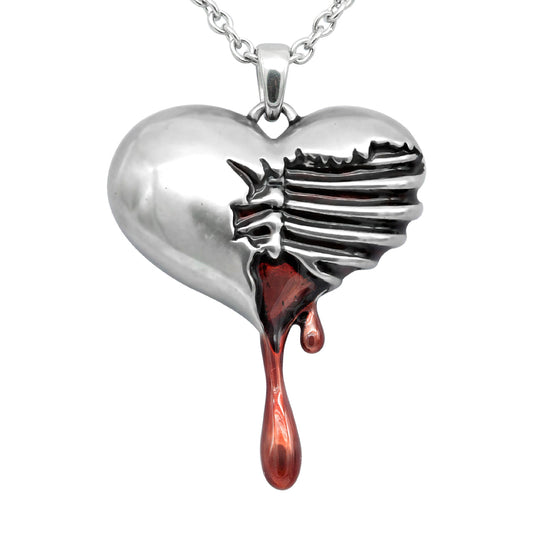 Collier Cœur Saignant Gothique Goutte Rouge Acier Inoxydable