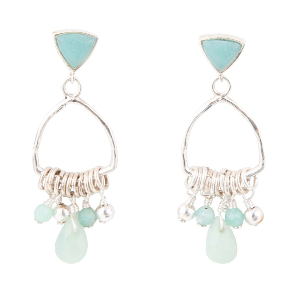 Boucles d'oreilles chandelier en amazonite bleue et argent sterling