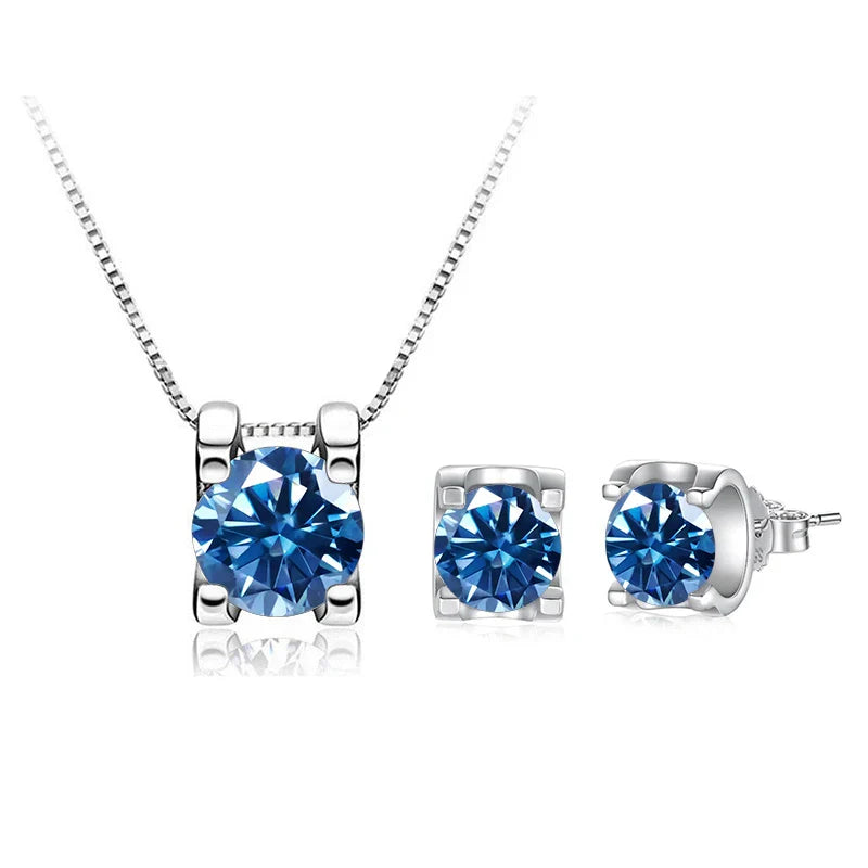 3 Karat D-Farbe Moissanit Halskette & Ohrringe Set Sterlingsilber 925 Brautgeschenk