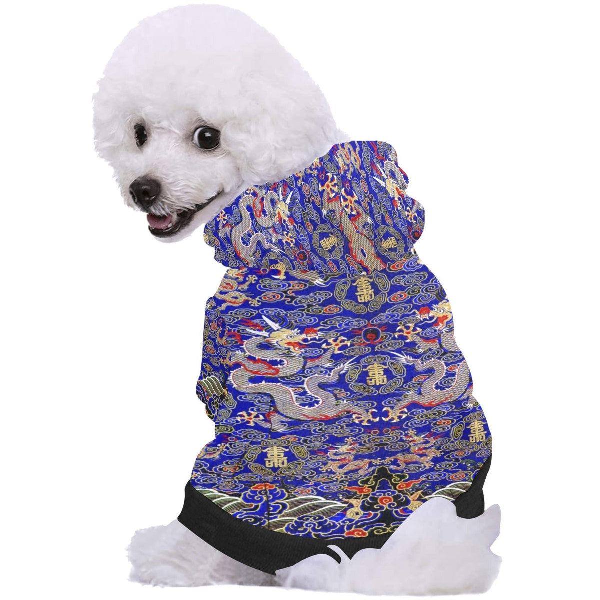 Blue Imperial Dragon Button Hoodie
