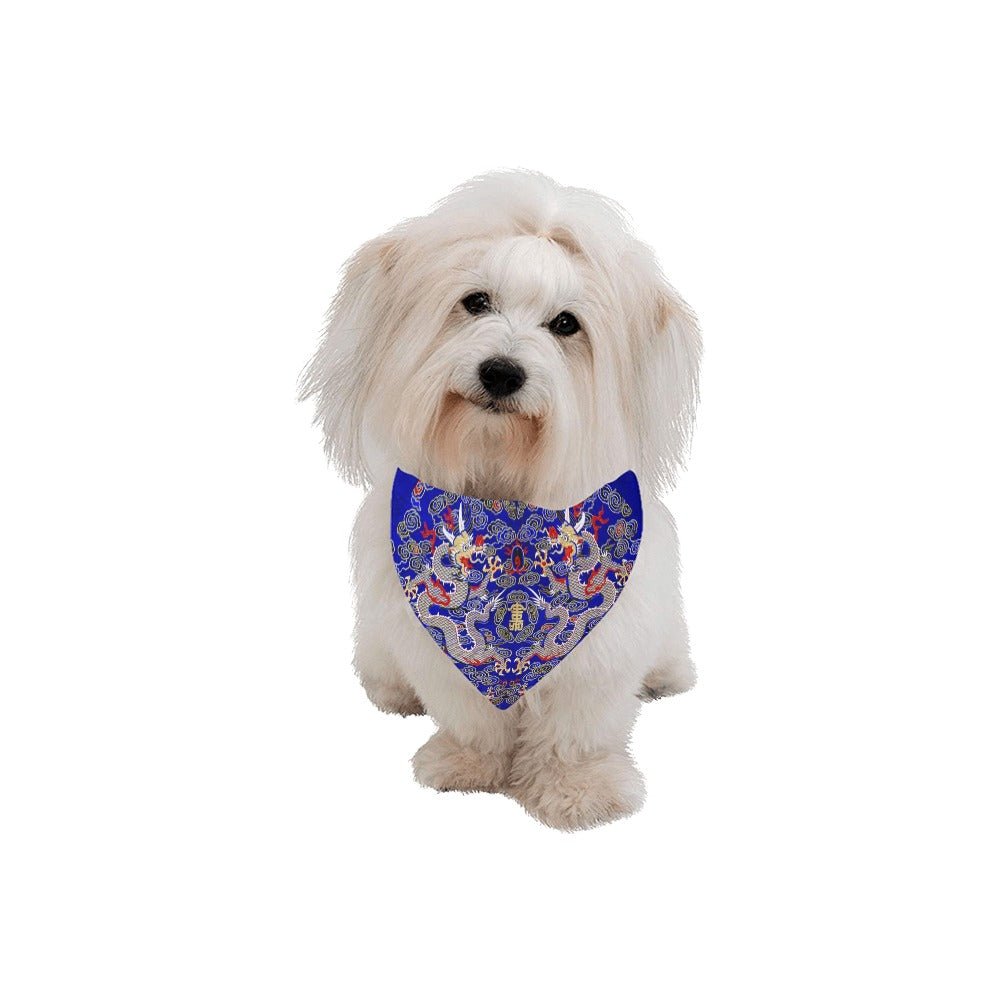 Blue Imperial Dragon Double-Sided Pet Bandana
