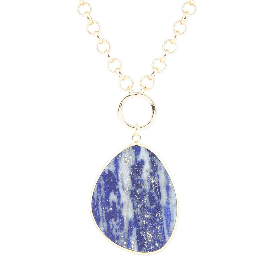 Goldkette mit blauem Lapislazuli-Plattenanhänger