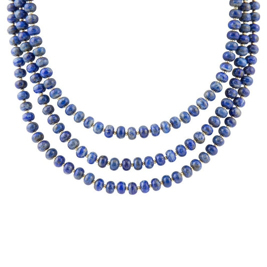 Blaue Lapislazuli Dreifach-Halskette Goldfarben