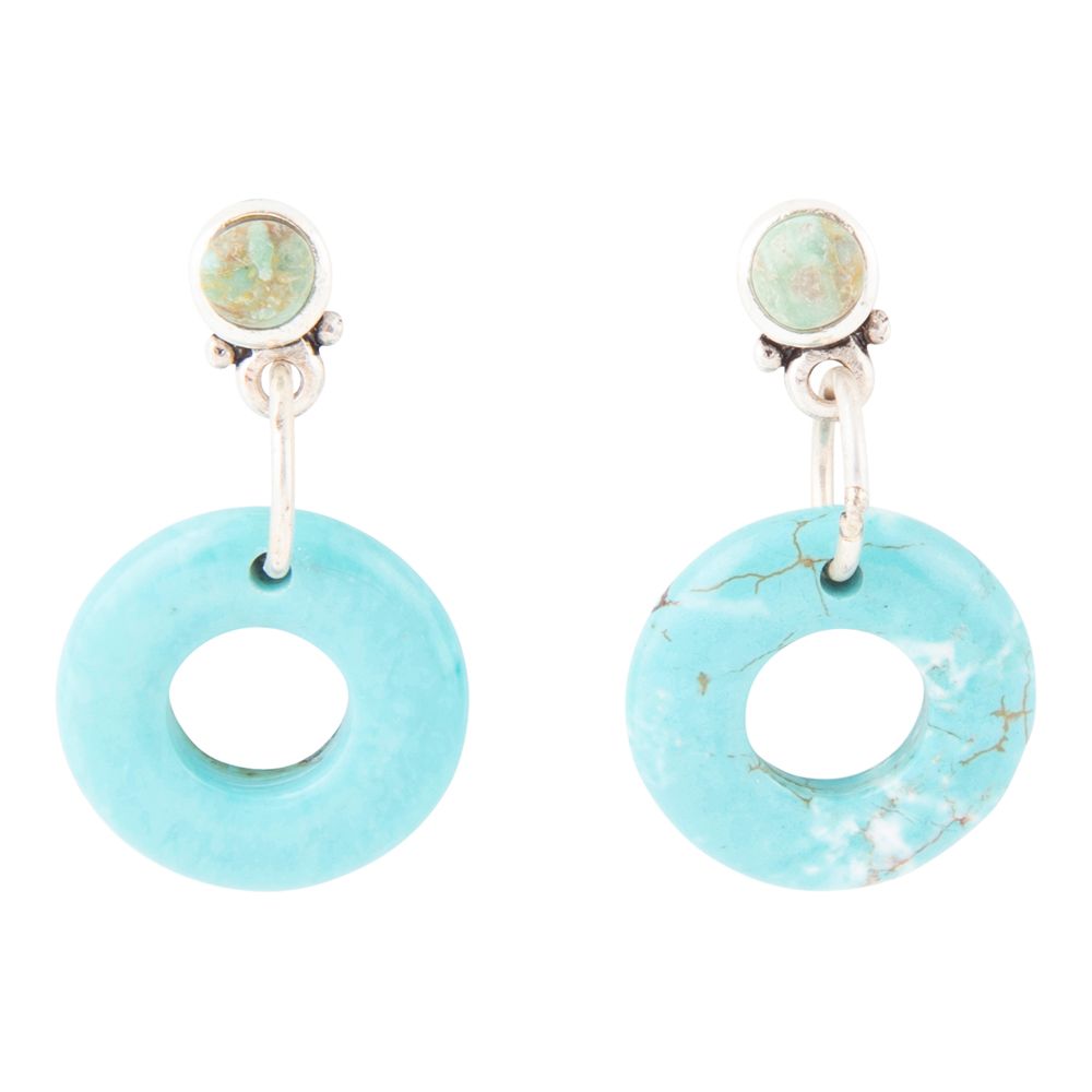 Blaue Magnesit-Donut-Ohrringe aus Sterlingsilber