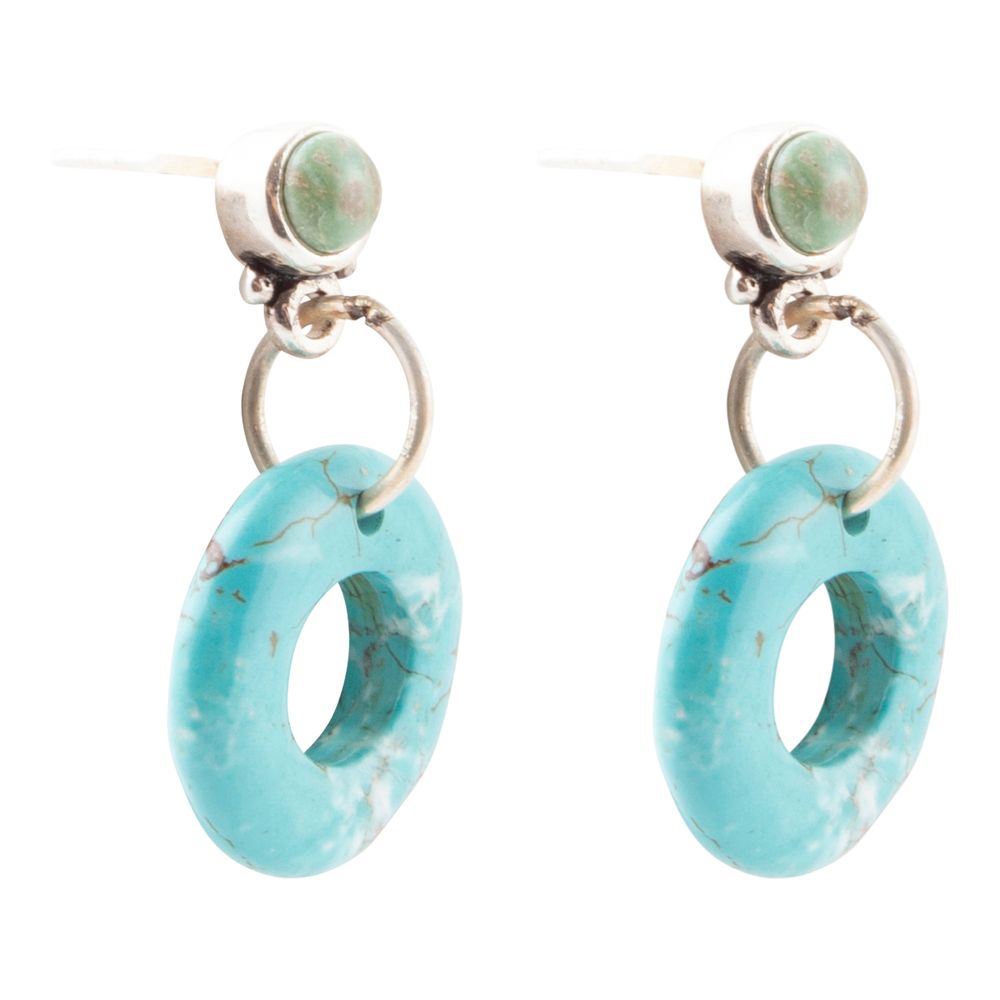Blaue Magnesit-Donut-Ohrringe aus Sterlingsilber