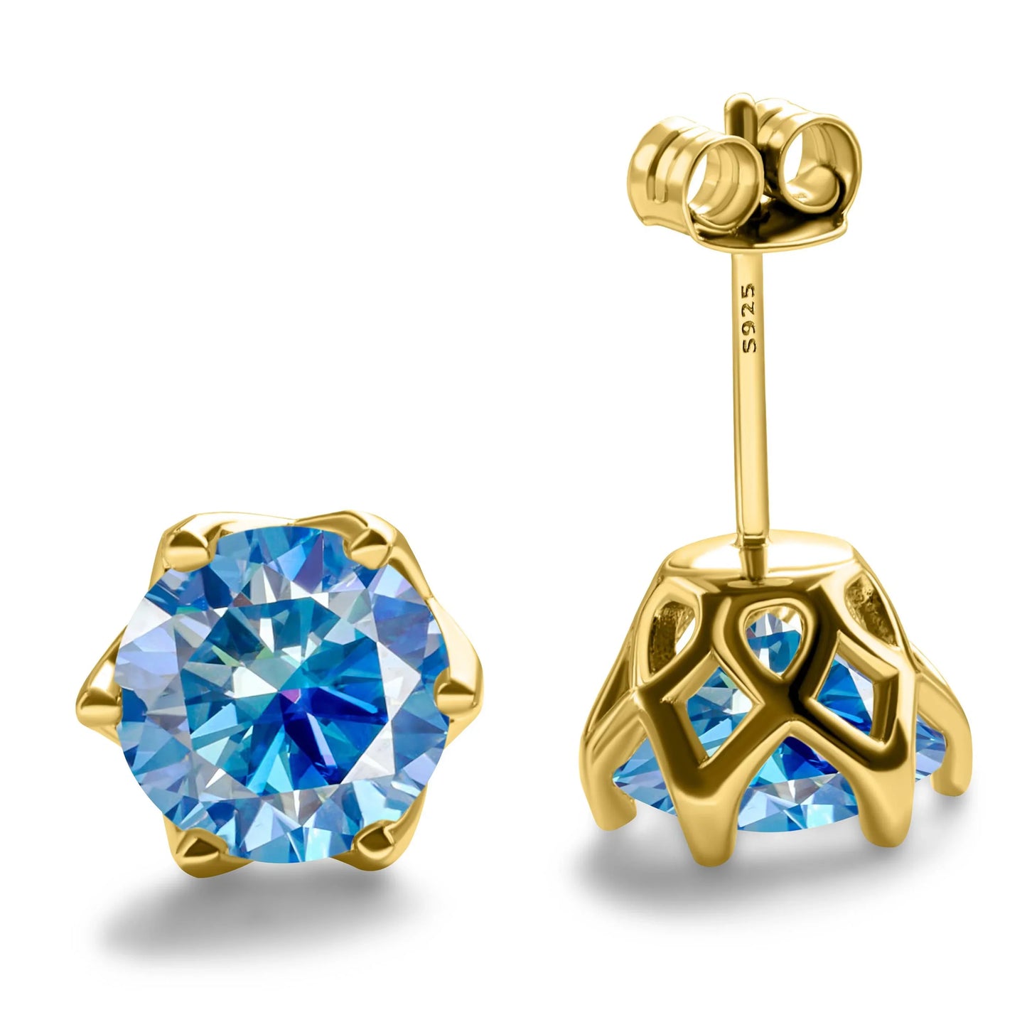 1-2 Carat D Color Moissanite Earrings 925 Sterling Silver Studs For Women