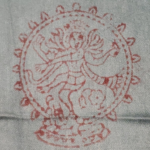 Blauer Om-Print-Schal, leicht, Boho, asiatisches Symbol, Wickeltuch