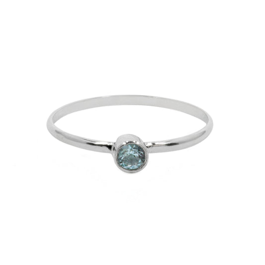 Bague Minimaliste Promesse en Argent Sterling avec Topaze Bleue Sertie