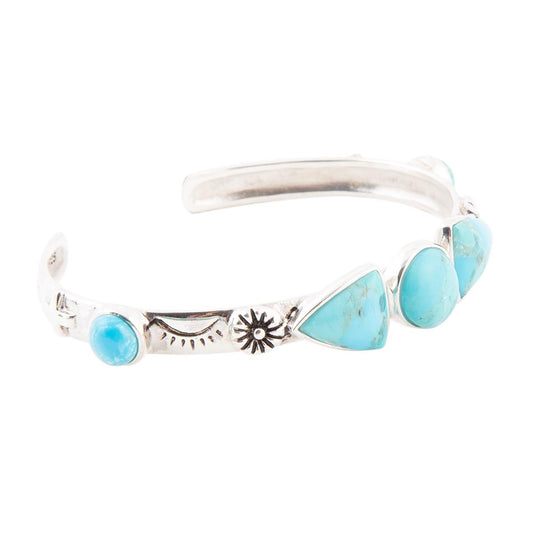 Manschette Armreif aus blauem Türkis und Sterlingsilber