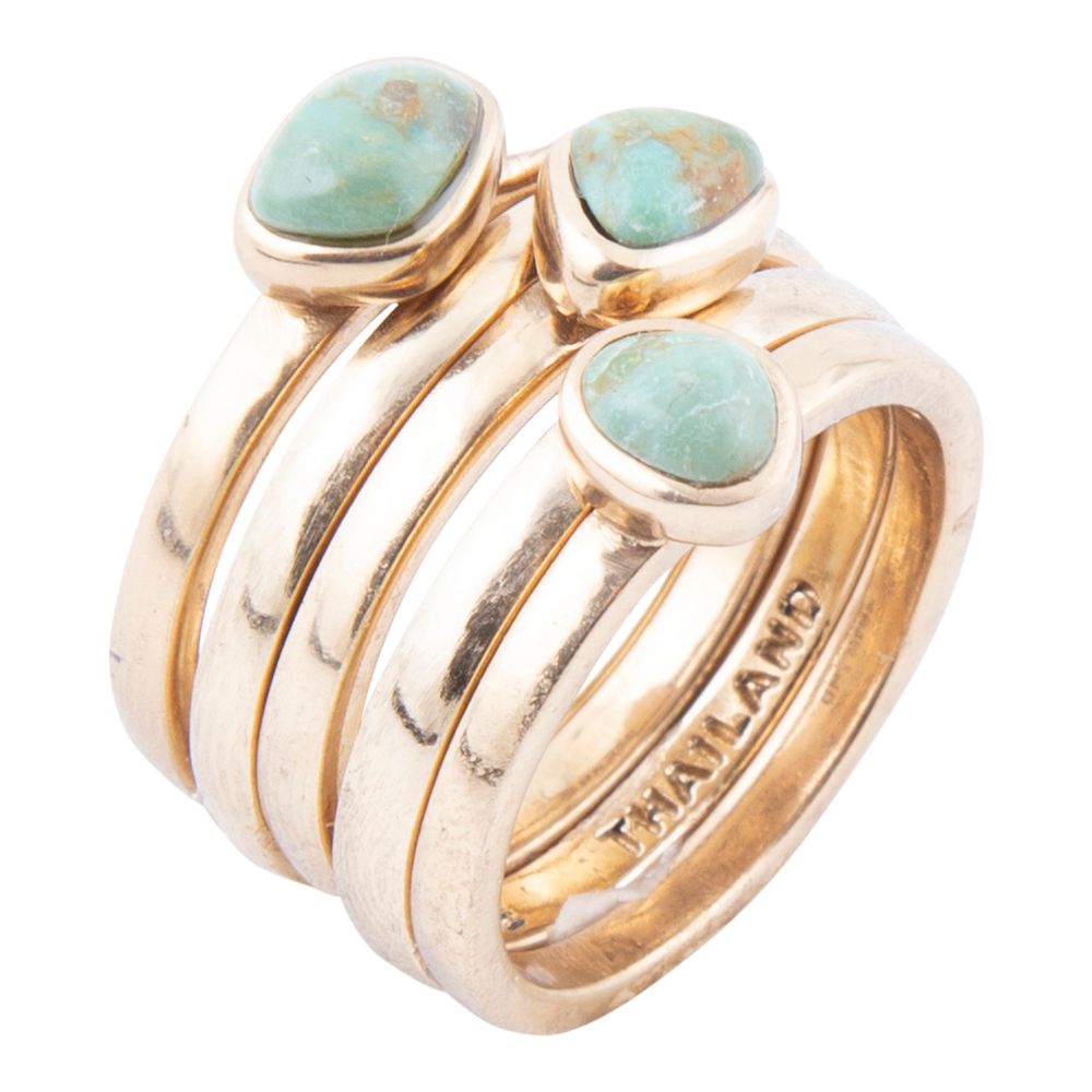 Blauer Türkis Goldener Stapelring Set