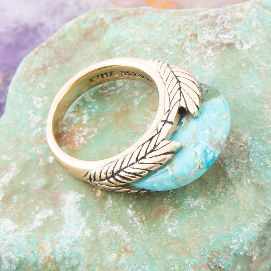 Blauer Türkisring mit Gold