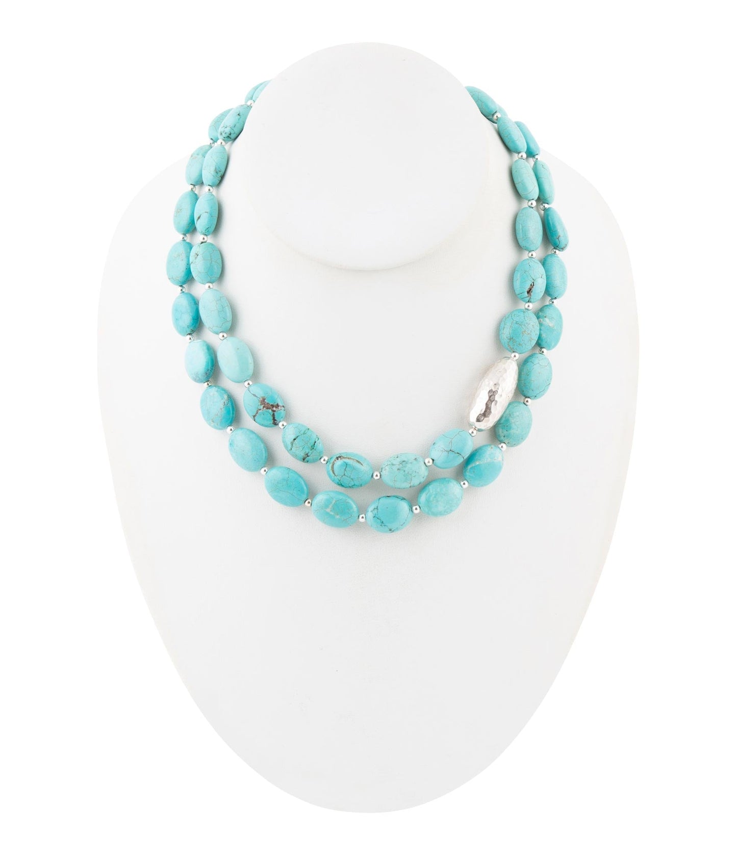 Collier Ras du Cou en Argent Sterling avec Perles de Magnésite Turquoise Bleue
