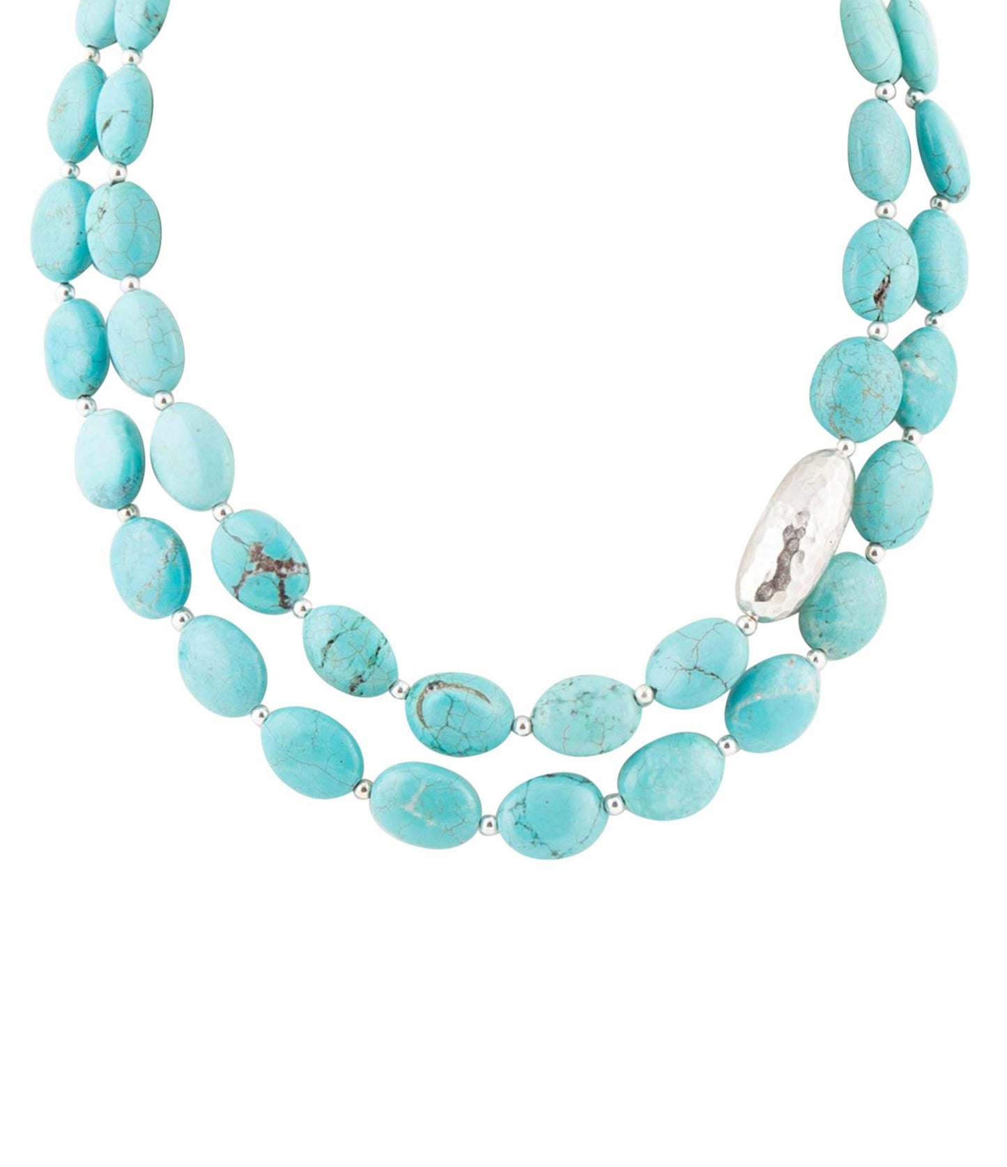 Collier Ras du Cou en Argent Sterling avec Perles de Magnésite Turquoise Bleue