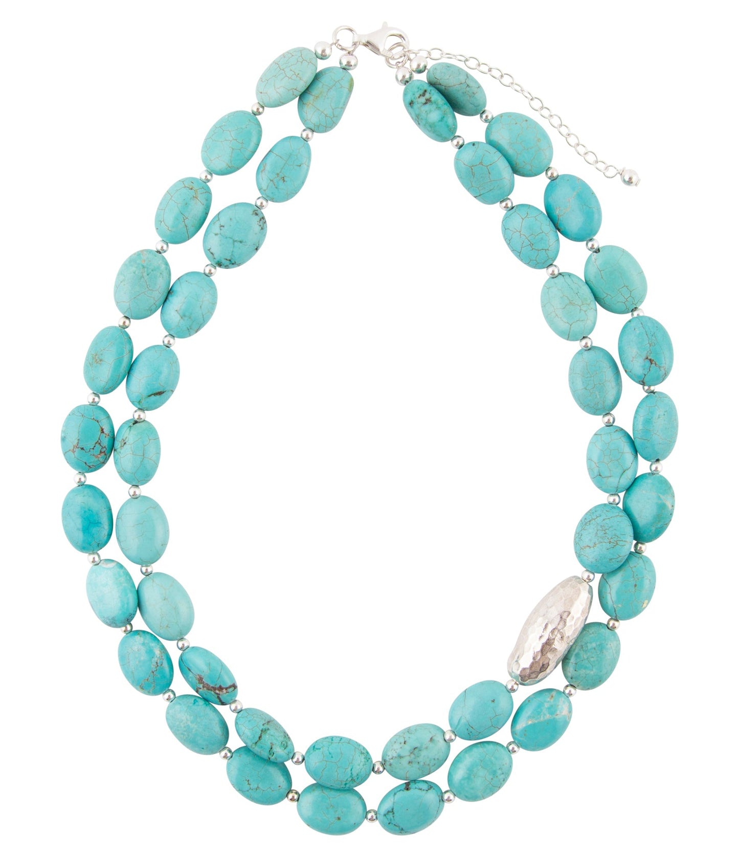 Collier Ras du Cou en Argent Sterling avec Perles de Magnésite Turquoise Bleue