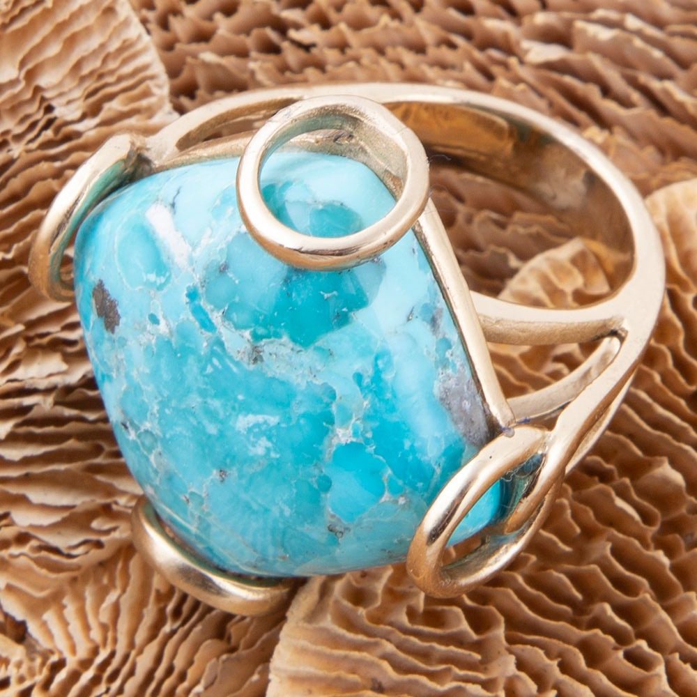 Bague déclaration losange en turquoise bleue