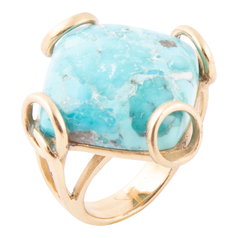Bague déclaration losange en turquoise bleue