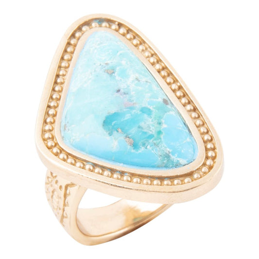 Blau Türkis Dreieck Gold Statement Ring