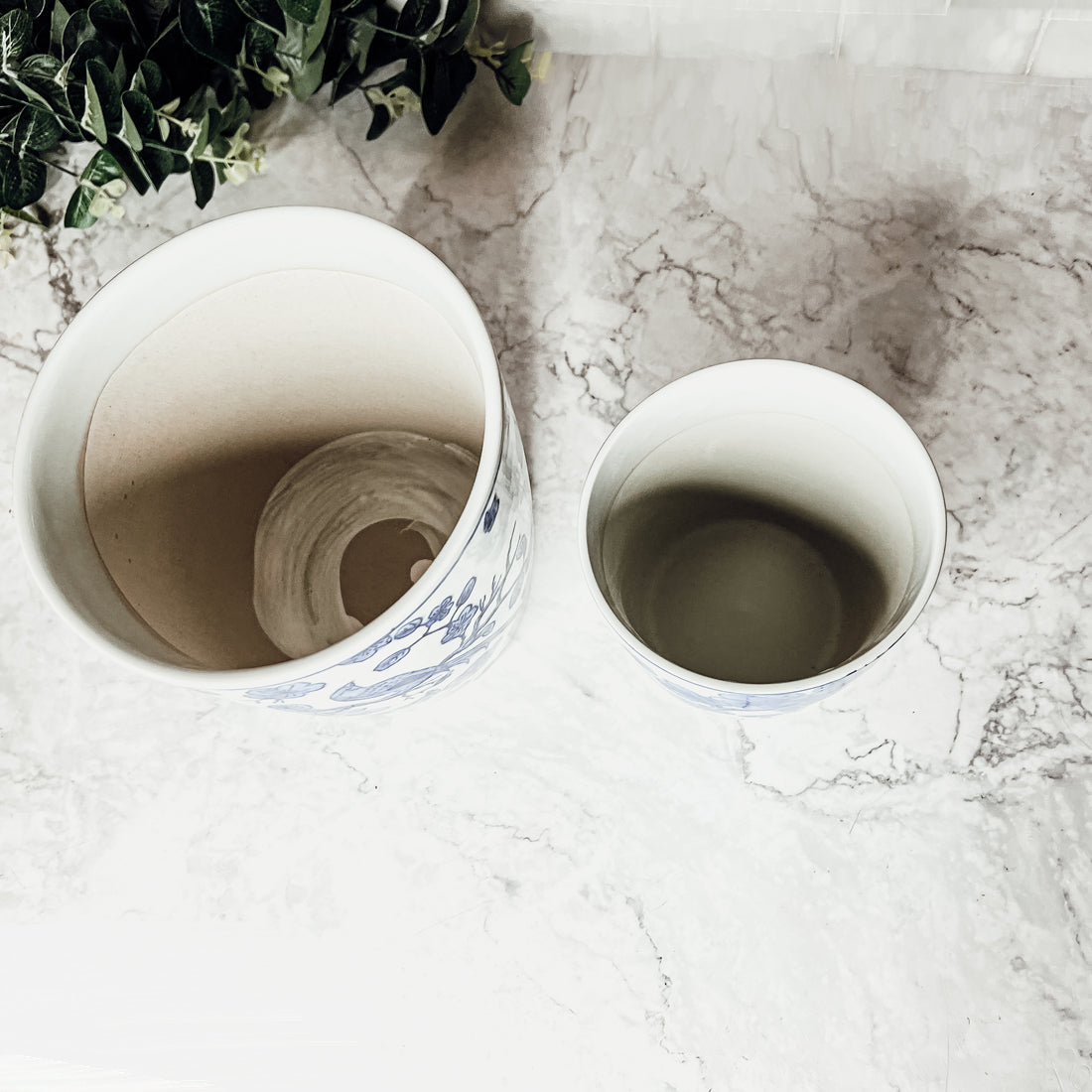 Blau-weißes chinesisches Keramik-Vase Pflanzgefäß für Zimmerpflanzen dekorativ