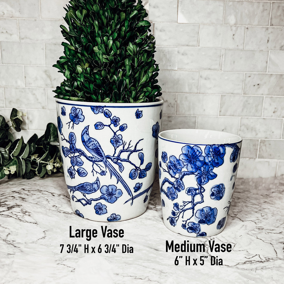 Blau-weißes chinesisches Keramik-Vase Pflanzgefäß für Zimmerpflanzen dekorativ