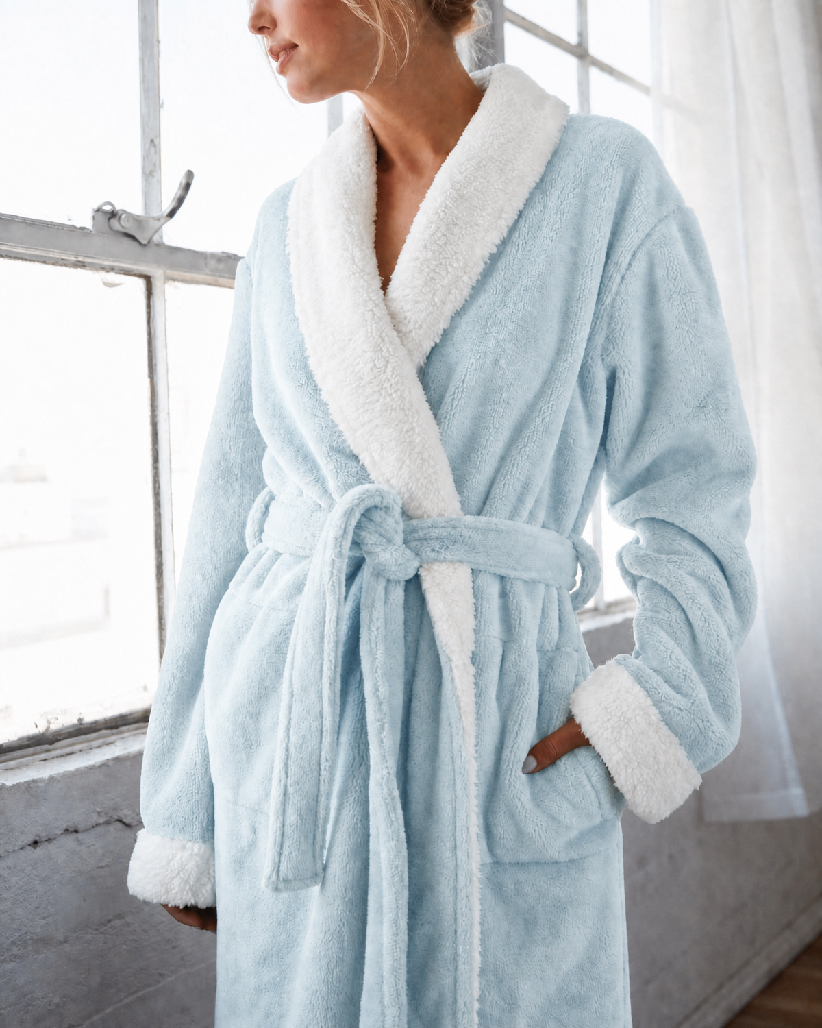 Wolkenweicher Sherpa-Fleece-Bademantel