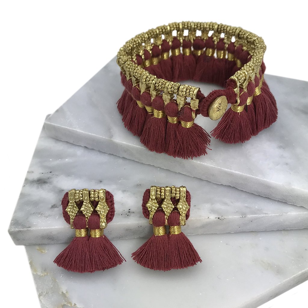 Boucles d'oreilles Jhumka à pompons, style bohème, faites à la main, en coton et alliage de zinc, 4 couleurs