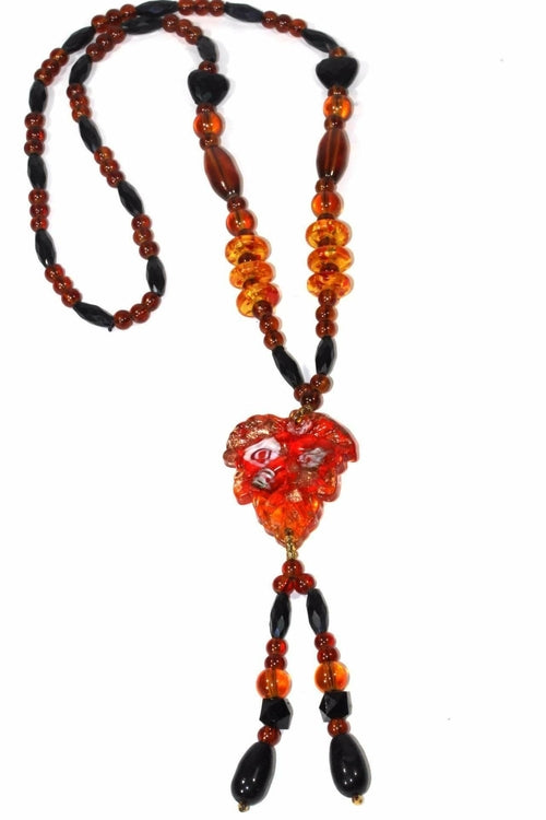 Collier Pendentif Feuille Bohème avec Perle de Verre Scintillante