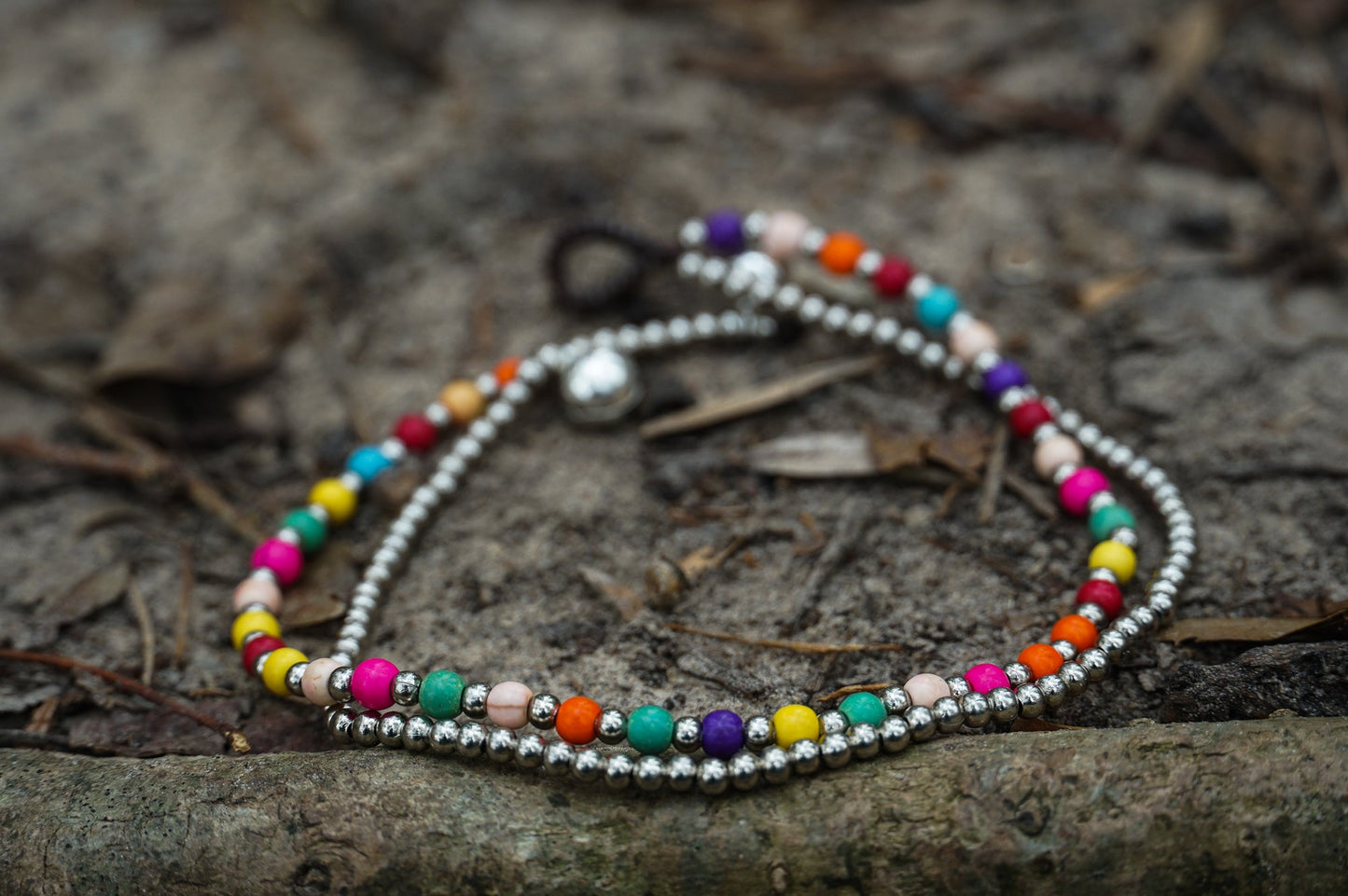 Cheville Boho Argent Double Bande Pour Femmes Superposée Plage