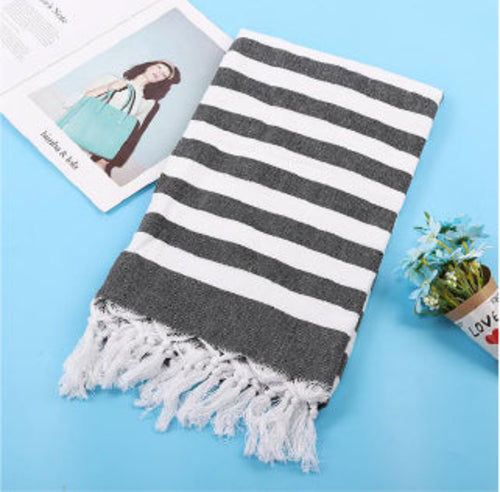 Serviette de plage turque en coton 180 GSM légère type Peshtemal à rayures