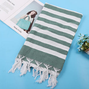 Serviette de plage turque en coton 180 GSM légère type Peshtemal à rayures