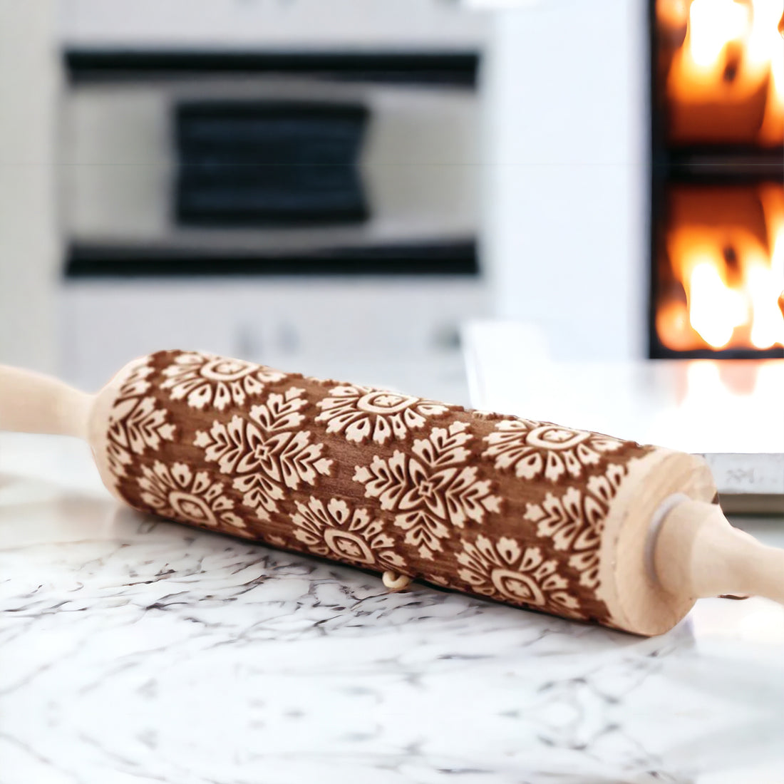 Nudelholz-Set in Geschenkbox – 5 gemusterte Backrollen, kinderfreundlich, aus Holz