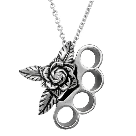 Collier Pendentif Rose Coup de Poing Américain Gothique Tendance