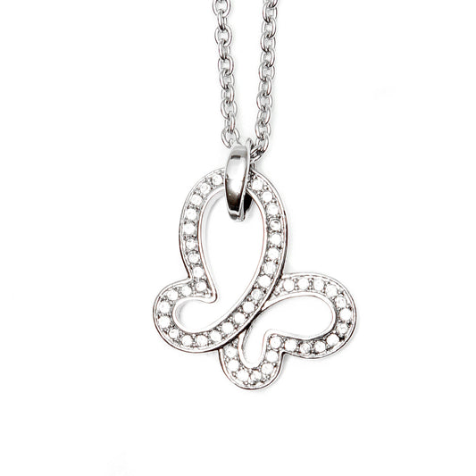 Collier pendentif papillon scintillant en argent sterling et oxydes de zirconium