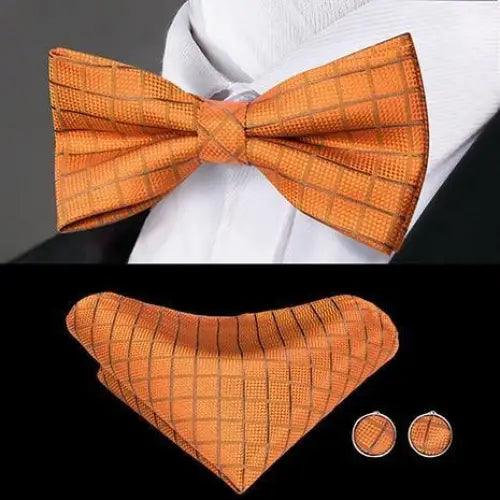 Business Red Color Butterfly Bow Tie Pocket Square Cufflinks Suit Set For Men Adjustable Self Bowtie Formal Bowtie Set Solid Color Necktie Silk Bow Tie Pocket Square Cuff Links