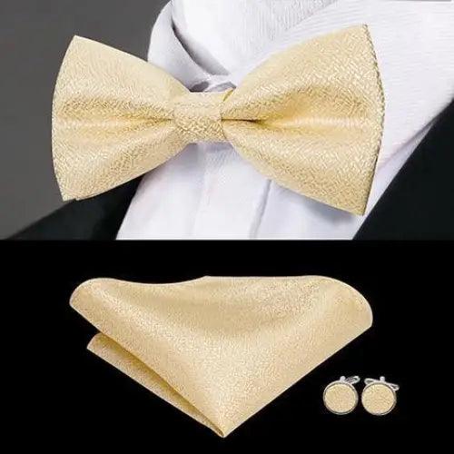 Business Red Color Butterfly Bow Tie Pocket Square Cufflinks Suit Set For Men Adjustable Self Bowtie Formal Bowtie Set Solid Color Necktie Silk Bow Tie Pocket Square Cuff Links