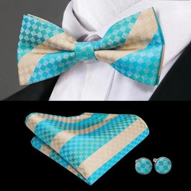 Business Red Color Butterfly Bow Tie Pocket Square Cufflinks Suit Set For Men Adjustable Self Bowtie Formal Bowtie Set Solid Color Necktie Silk Bow Tie Pocket Square Cuff Links