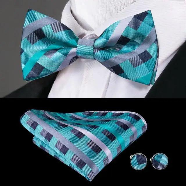 Business Red Color Butterfly Bow Tie Pocket Square Cufflinks Suit Set For Men Adjustable Self Bowtie Formal Bowtie Set Solid Color Necktie Silk Bow Tie Pocket Square Cuff Links