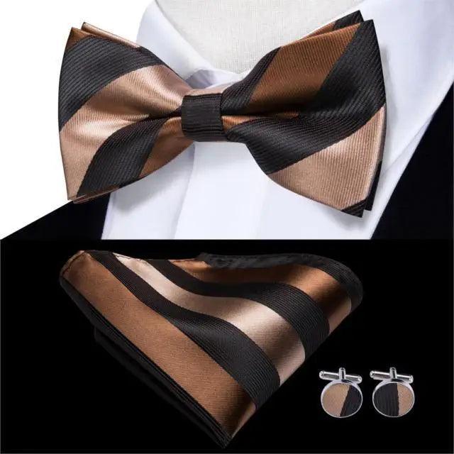 Business Red Color Butterfly Bow Tie Pocket Square Cufflinks Suit Set For Men Adjustable Self Bowtie Formal Bowtie Set Solid Color Necktie Silk Bow Tie Pocket Square Cuff Links